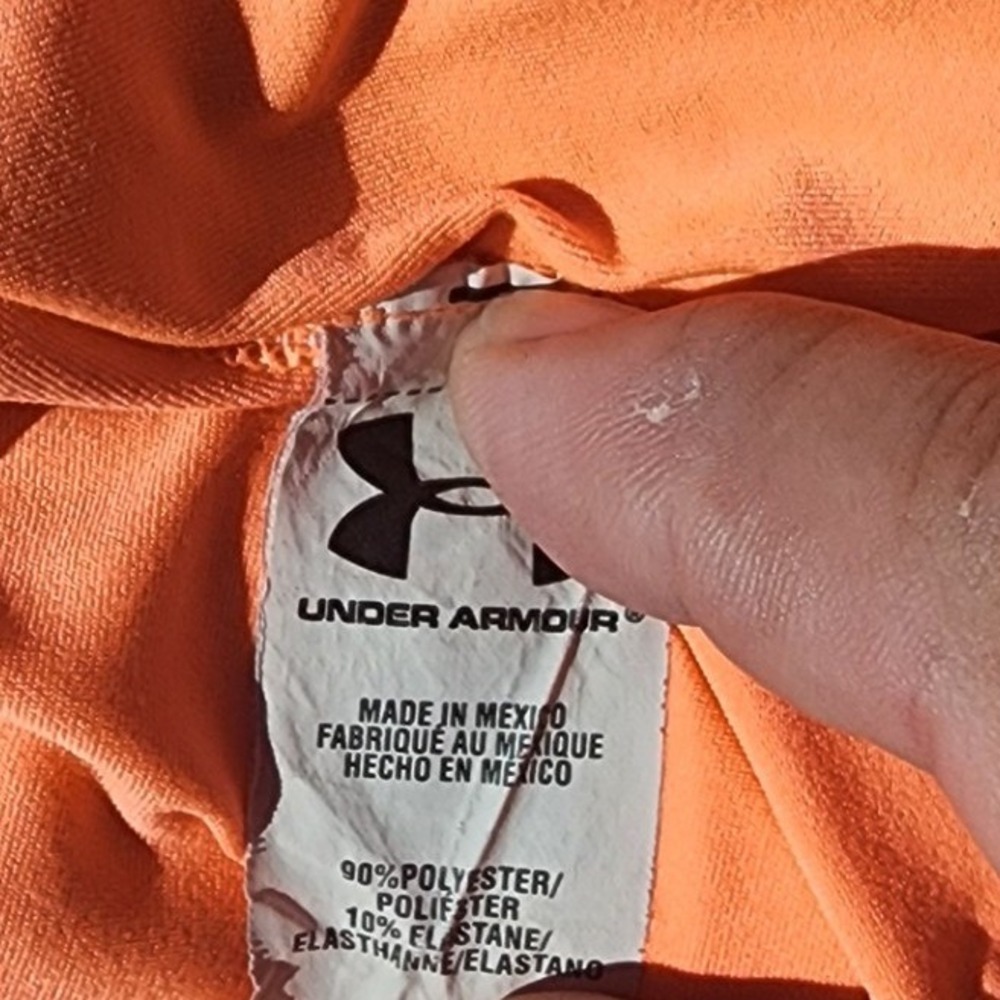 Under Armour Womens HeatGear Fitted Short Sleeve Athletic Shirt Orange Large - Picture 5 of 7